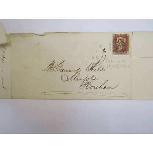 298 - GB: tin of over 150 QV entires/covers mainly 1d red from 1840s on including 1d black plate issues wi... 