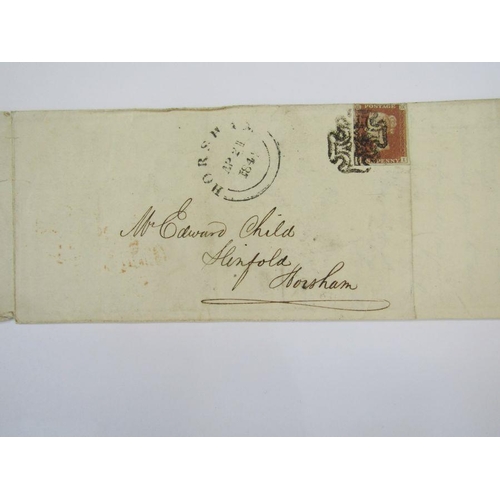 298 - GB: tin of over 150 QV entires/covers mainly 1d red from 1840s on including 1d black plate issues wi... 