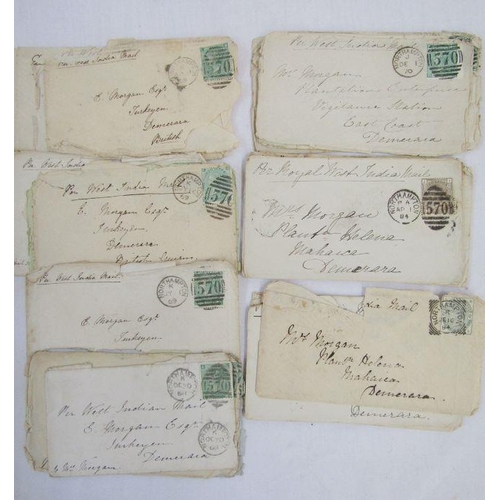 324 - GB and British Guiana: boxed collection of 37 Victorian ‘Royal West India Mail’ and other covers/fro... 