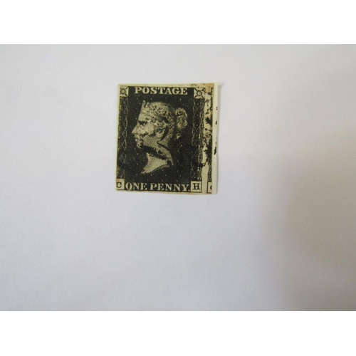 332 - GB: Five used QV line engraved imperforate 1d blacks, 3 & 4 margin, 3 with red Maltese cross/2 black... 