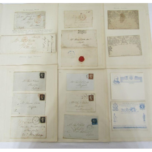 335 - GB: Victorian postal history on 6 album pages from pre-stamp to 1890 Post Office Jubilee including M... 