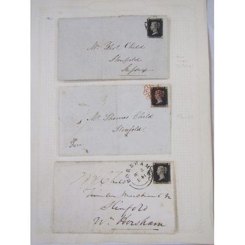 335 - GB: Victorian postal history on 6 album pages from pre-stamp to 1890 Post Office Jubilee including M... 