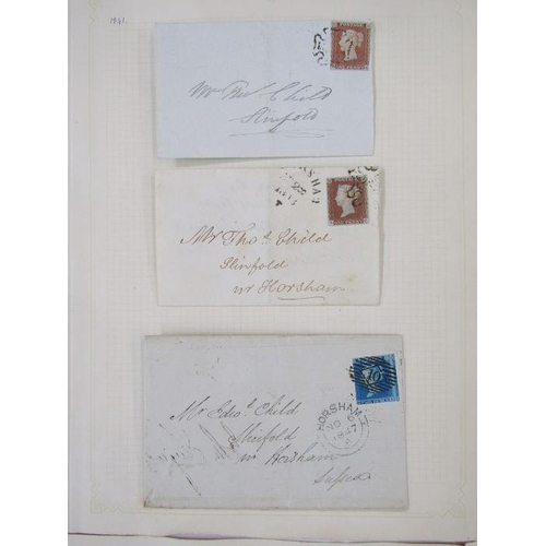 335 - GB: Victorian postal history on 6 album pages from pre-stamp to 1890 Post Office Jubilee including M... 