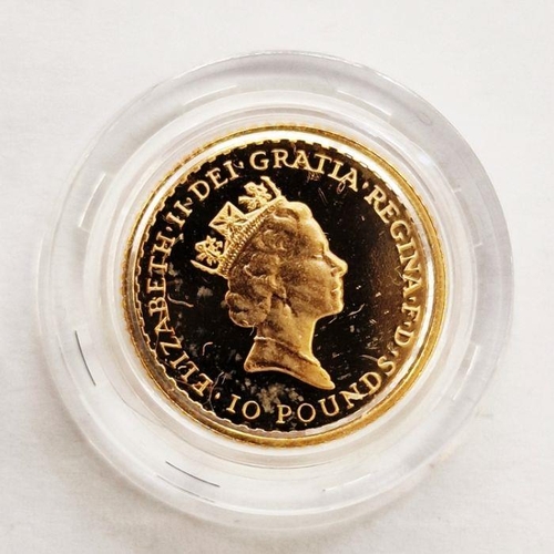 393 - Elizabeth II (1952-2022), 1987, Gold Proof Britannia 10 Pounds, Some marks on Obverse, in original b... 