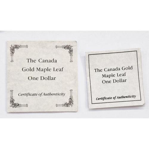 399 - Group of Small Gold Coins from around the world (13) to include, Canada 1 Maple leaf Dollar 1995, 20... 