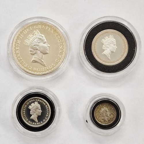 400 - Elizabeth II (1952-2022), 1997 Silver Proof Britannia Collection (4 coins) with original Royal Mint ... 