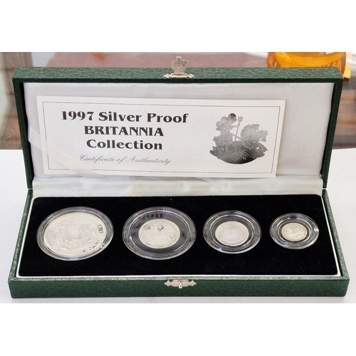 400 - Elizabeth II (1952-2022), 1997 Silver Proof Britannia Collection (4 coins) with original Royal Mint ... 