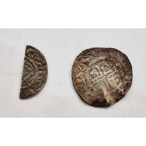 437 - Henry II penny, RAVL of London class 2b short cross on a large flan in fine condition & John cut hal... 