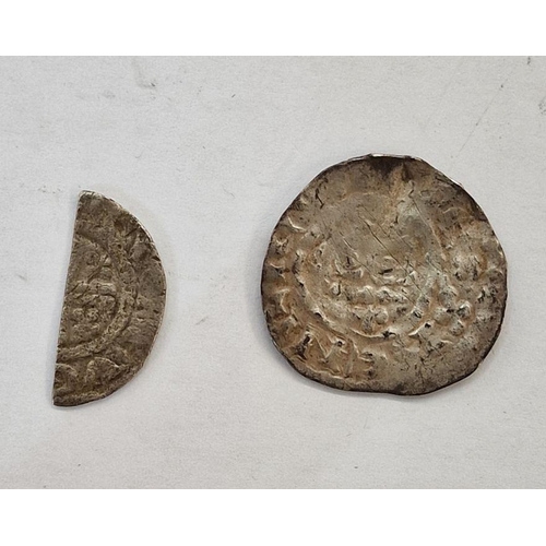 437 - Henry II penny, RAVL of London class 2b short cross on a large flan in fine condition & John cut hal... 