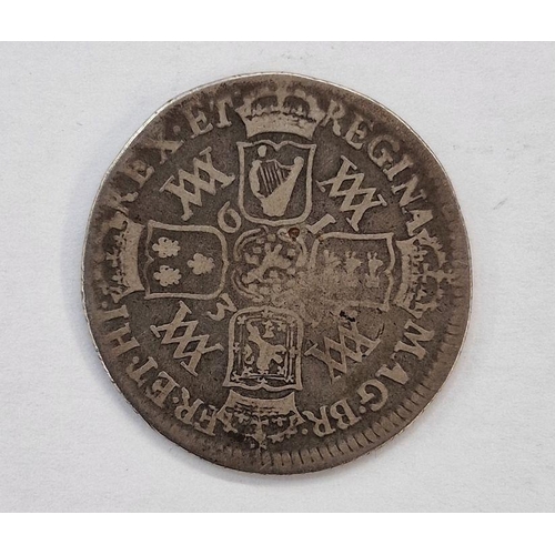 438 - William & Mary 1693 shilling, conjoined laureate & draped bosts. reverse, crowned cruciform emblemat... 