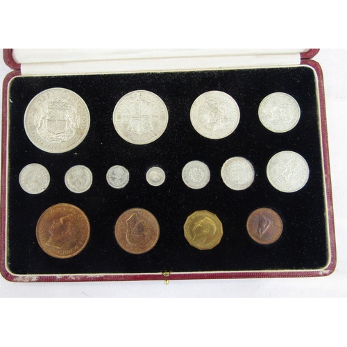 449 - 1937 George VI Specimen Proof 15 Coin Set. Crown to Farthing with Maundy. The Official Royal Mint Co... 