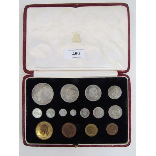 450 - 1937 George VI Specimen Proof 15 Coin Set. Crown to Farthing with Maundy. The Official Royal Mint Co... 