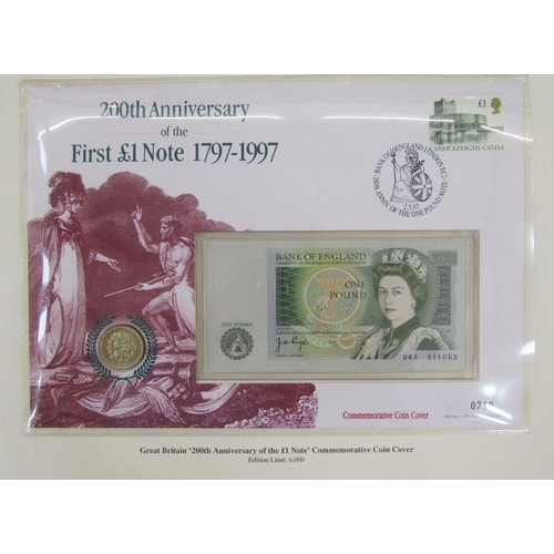 451 - Folder of banknotes, eight world notes from Australia, seven Britain Armed Forces from £5 to 5p, two... 