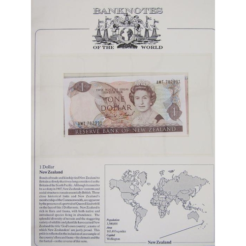 451 - Folder of banknotes, eight world notes from Australia, seven Britain Armed Forces from £5 to 5p, two... 