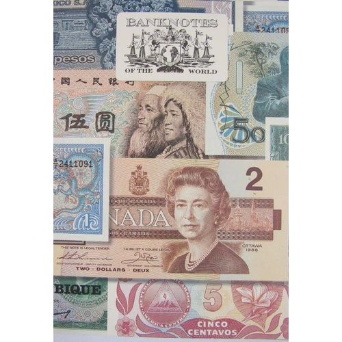 451 - Folder of banknotes, eight world notes from Australia, seven Britain Armed Forces from £5 to 5p, two... 