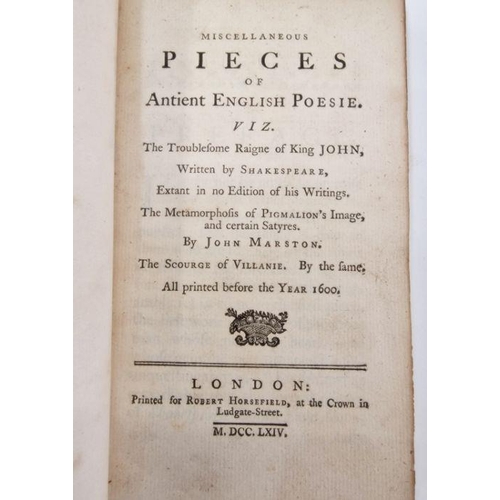 53 - Shakespeare, William & Marston, John: 'Miscellaneous Pieces of Antient English Poesie. Viz the Troub... 