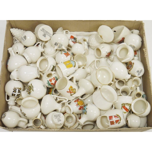 80 - Large collection of crested china, predominately: W.H. Goss, including: miniature vases, cupd, tygs,... 