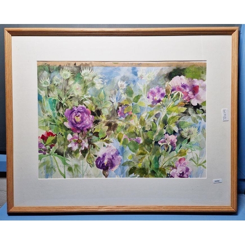 803 - Joyce Oliver 
 Watercolour 
 signed and titled in pencil lower left 'William Lobb and Astrantia', 50... 