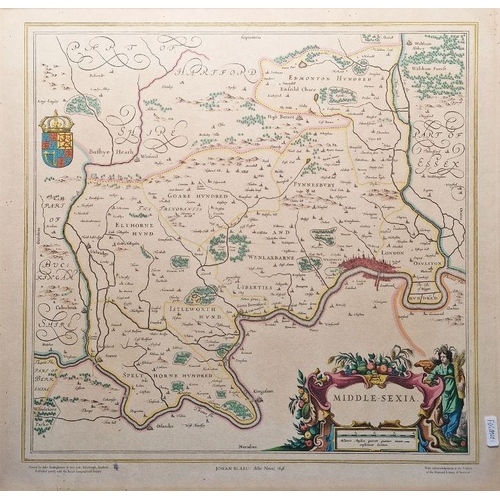 804 - Three framed 20th century prints of maps, comprising: a coloured print after Johannes Blaeu, Atlas N... 