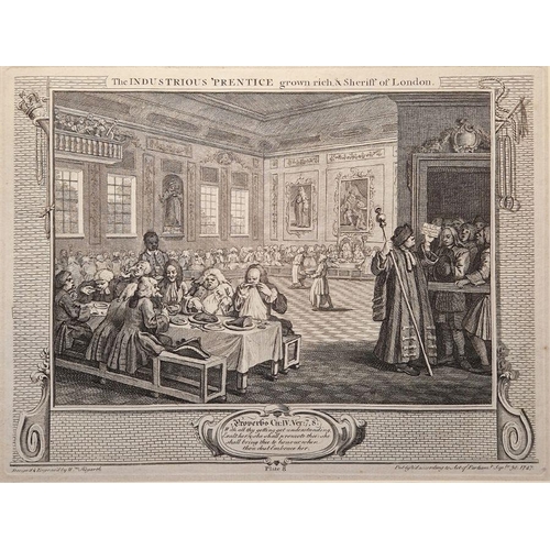 805 - After William Hogarth (1697-1764) 
 Set of six engravings from the series Industry and Idleness
 wit... 