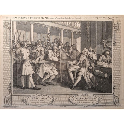 805 - After William Hogarth (1697-1764) 
 Set of six engravings from the series Industry and Idleness
 wit... 