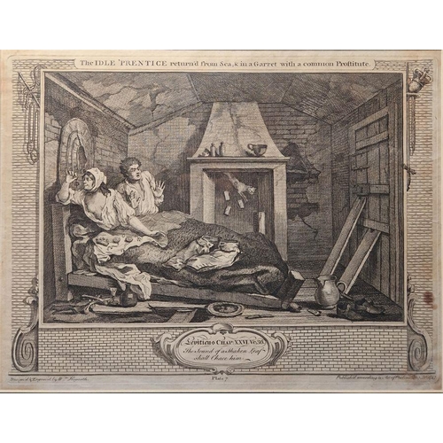 805 - After William Hogarth (1697-1764) 
 Set of six engravings from the series Industry and Idleness
 wit... 