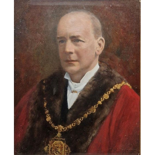 808 - Albert Abram Gittleson (act.1911-1944)
 Oil on board
 Portrait of a gentleman wearing mayor's robe, ... 