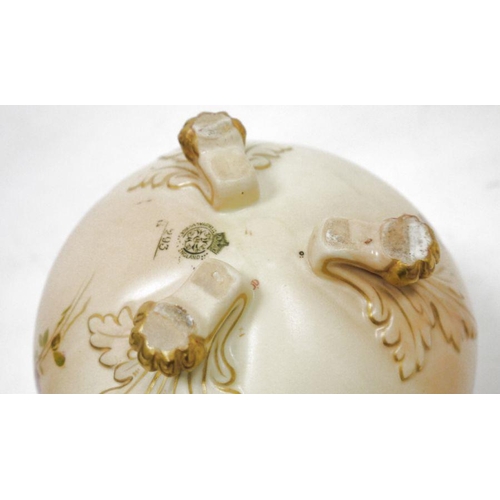 87 - Royal Worcester blush ivory ground globular pot-pourri vase, liner and pierced cover, circa 1900, pr... 