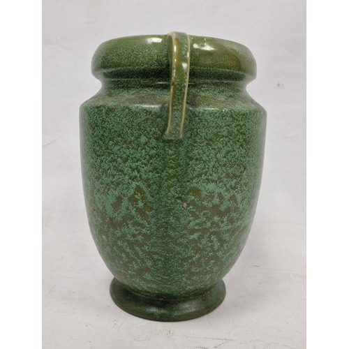 1 - C H Brannam Pottery Barum Ware green-ground two-handled oviform vase, early 20th century, incised CH... 