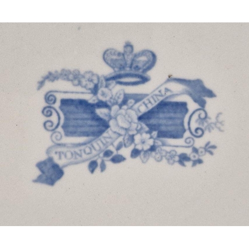 10 - Staffordshire printed blue and white pearlware desk set and cover, circa 1820, together with various... 