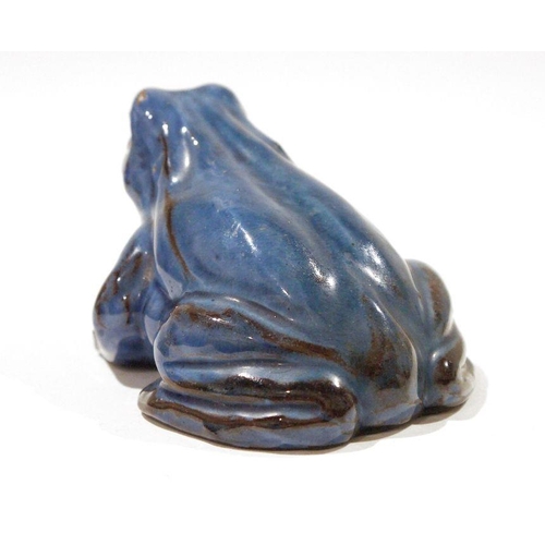 100 - A CH Brannam Art Pottery blue-glazed model of a frog, incised CH Brannam, Barum, dated 1902, natural... 