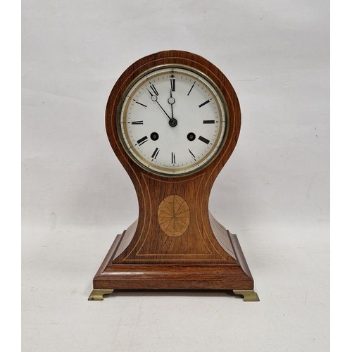 1000 - Edwardian mahogany balloon shaped mantel clock, the movement by Billiet & Cotterbrune, Paris, rear c... 