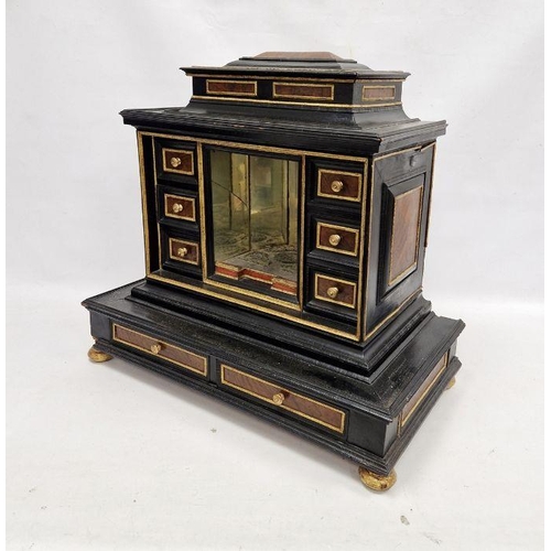 1026 - Ebonised and parcel-gilt walnut veneered table top collectors cabinet in the 17th century-style, 19t... 