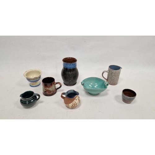 17 - Group of early 20th century Art Pottery, including: a Ewenny jug incised with leafy branches, a smal... 