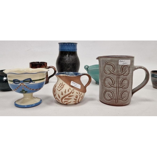 17 - Group of early 20th century Art Pottery, including: a Ewenny jug incised with leafy branches, a smal... 