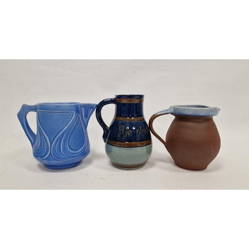 18 - Lauder Barum Art Pottery jug, a Brannam Royal Barum Ware Art Nouveau blue-ground jug and a Baron Pot... 