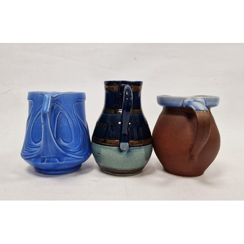 18 - Lauder Barum Art Pottery jug, a Brannam Royal Barum Ware Art Nouveau blue-ground jug and a Baron Pot... 