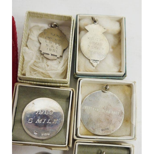 344 - Collection of silver, silver gilt and enamel cycling medals, 1940's/50's and later (1 box)