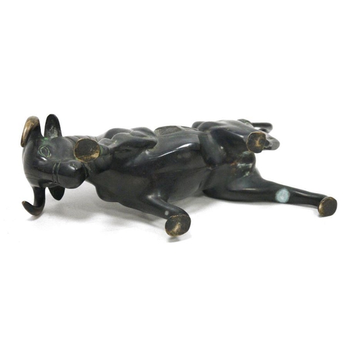 347 - Bronze and parcel-gilt model of a bull, 31cm x 18cm