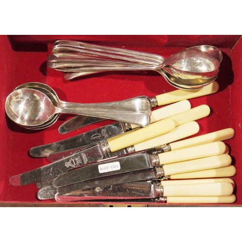 366 - Extensive collection of silver plated flatware including butter knives, spoons, forks, etc, some hou... 