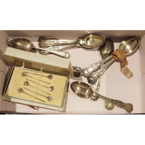 373 - Assortment of silver plated flatware to include table forks, spoons, sugar tongs, butter knives, etc... 