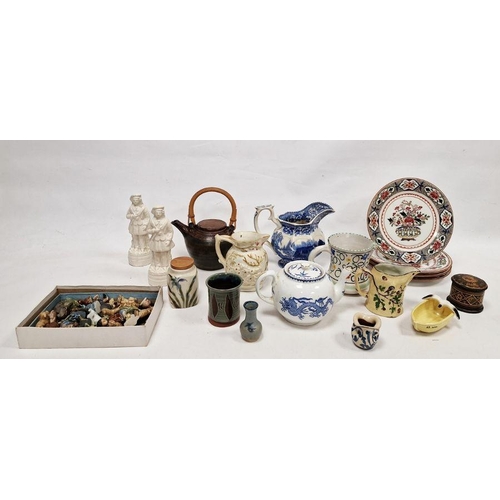 39 - Group of assorted ceramics, including: a Somerton studio pottery stoneware teapot and cover with bam... 