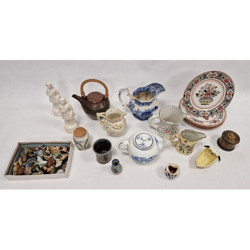 39 - Group of assorted ceramics, including: a Somerton studio pottery stoneware teapot and cover with bam... 