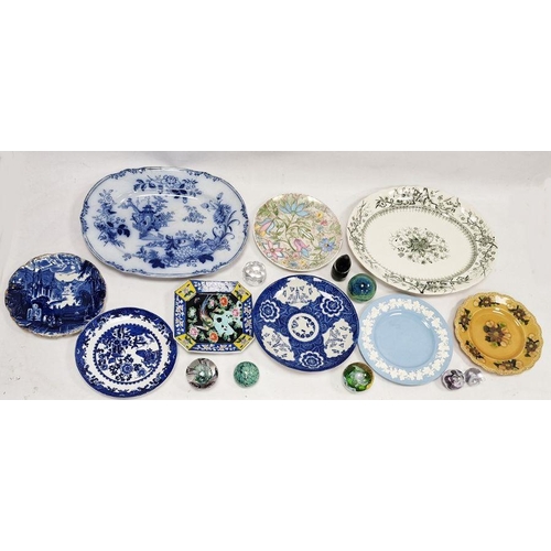 42 - Eight various paperweights and various pottery and porcelain dishes and plates, including: Caithness... 