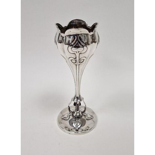 421 - Edwardian silver vase, in the art nouveau style, hallmarked Birmingham 1909 by William Henry Sparrow... 