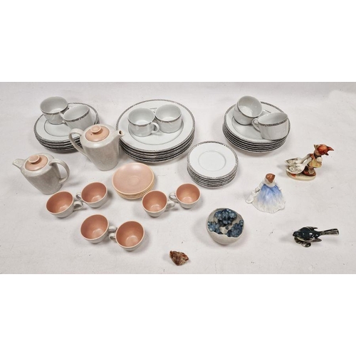 43 - Mid-century Poole Pottery pink and grey ground part coffee-service, a Royal Doulton Platinum pattern... 