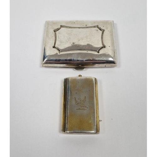 465 - Victorian silver-gilt snuffbox, rectangular and crest engraved, Birmingham 1865, maker Alfred Taylor... 