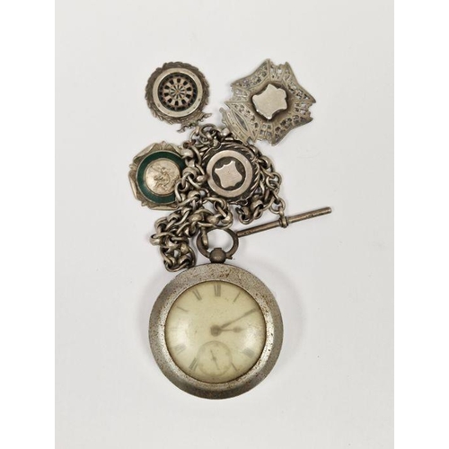 504 - Late Victorian silver cased open face pocket watch, the enamel dial having Roman numerals denoting h... 