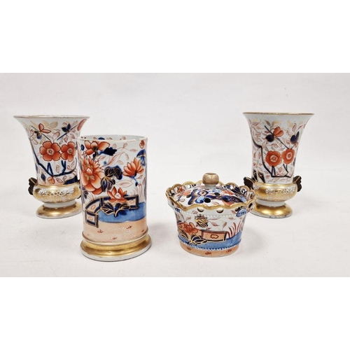 52 - Group of early-mid 19th Century Mason's Patent Ironstone imari pattern vases and a pot-pourri, print... 