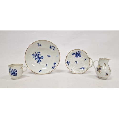 53 - Group of Worcester Dry Blue decorated porcelain, circa 1775, blue crossed swords and 6. mark to cup,... 